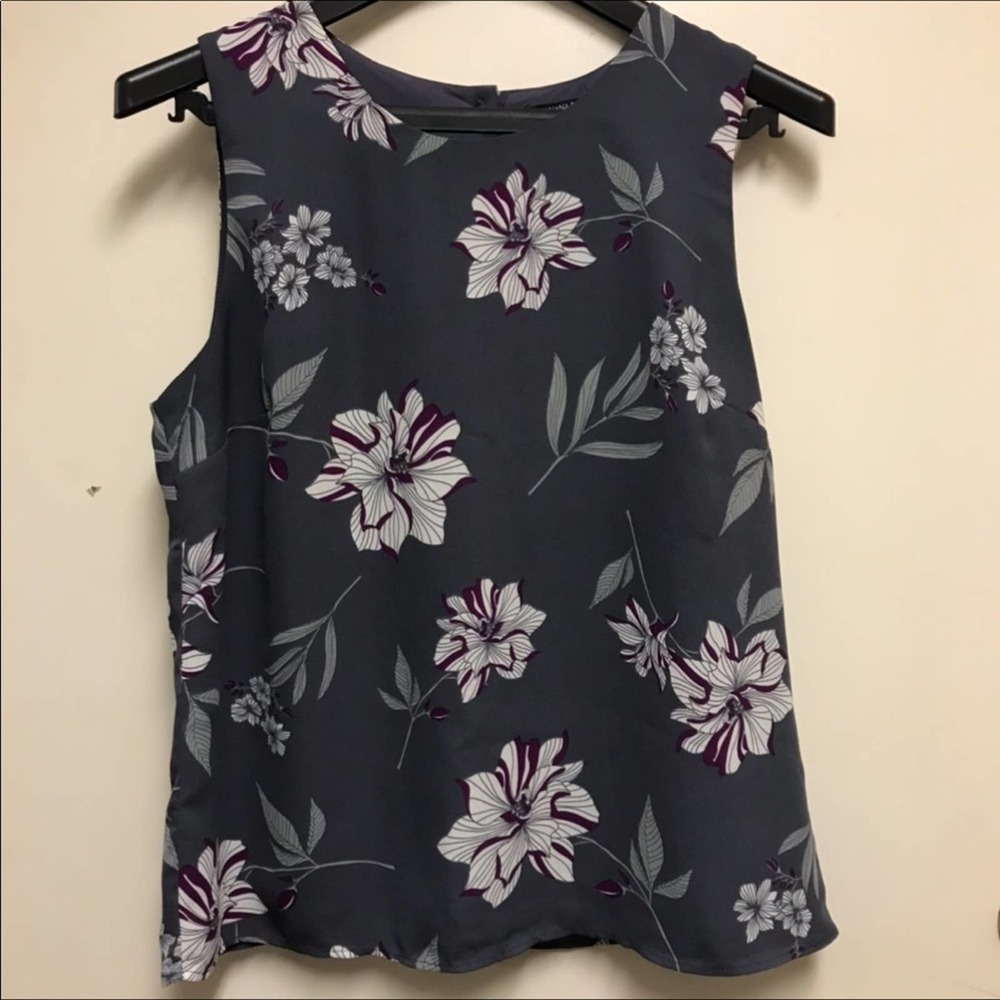 Banana Republic Floral Tank Top Gray Size Small